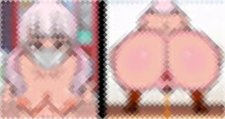 デカ乳首のマスク女子がおしっこ、おなら、うんこするアニメ動画。自販機の前でなぜ裸？