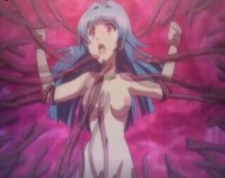 パイパン美乳の青髪お姉さんがおびただしい数の触手に全身を責められて理性崩壊